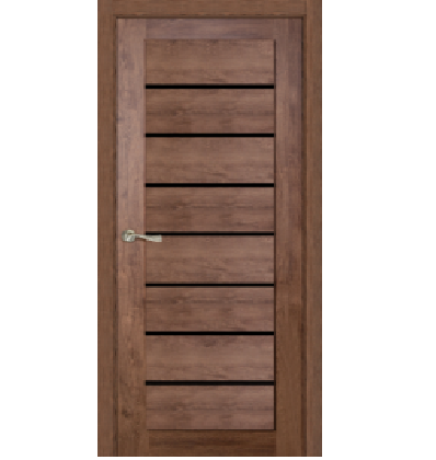 Дверь межкомнатная остеклённая КЛ7/1 Дуб Темный 600 мм черное стекло Двери ГУД *1