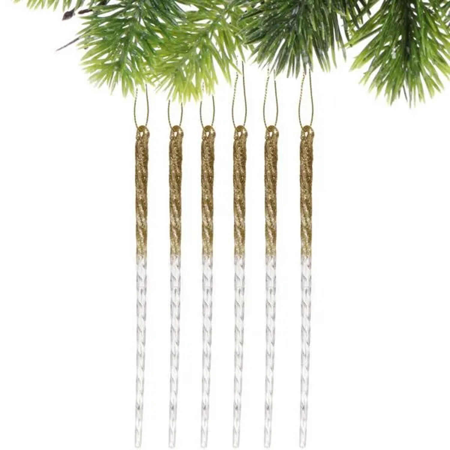 Подвеска "Снежный хрусталь" 18 см (набор 6 шт), Золото