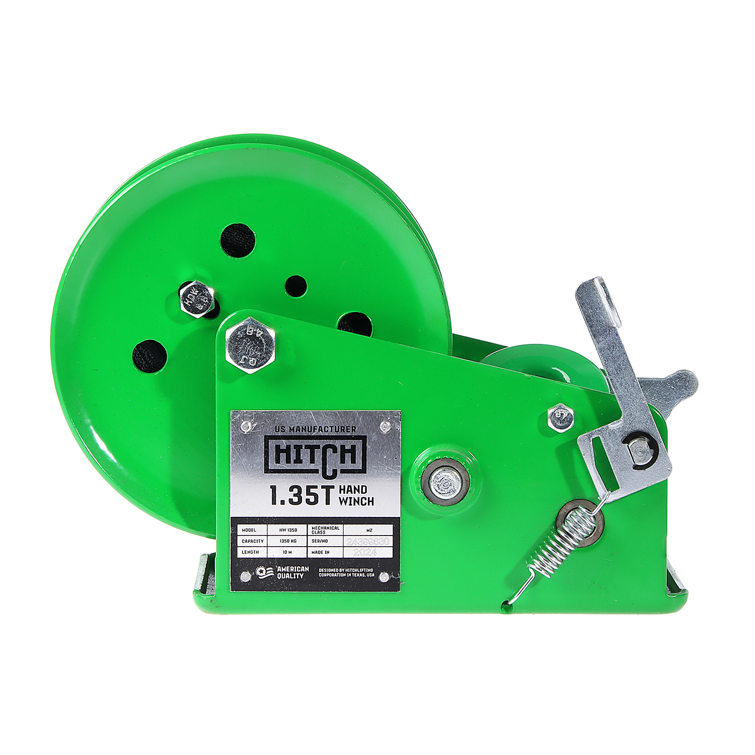 Лебедка ручная барабанная тяговая 1350 кг лента 10 м HW 1350 HITCH *1