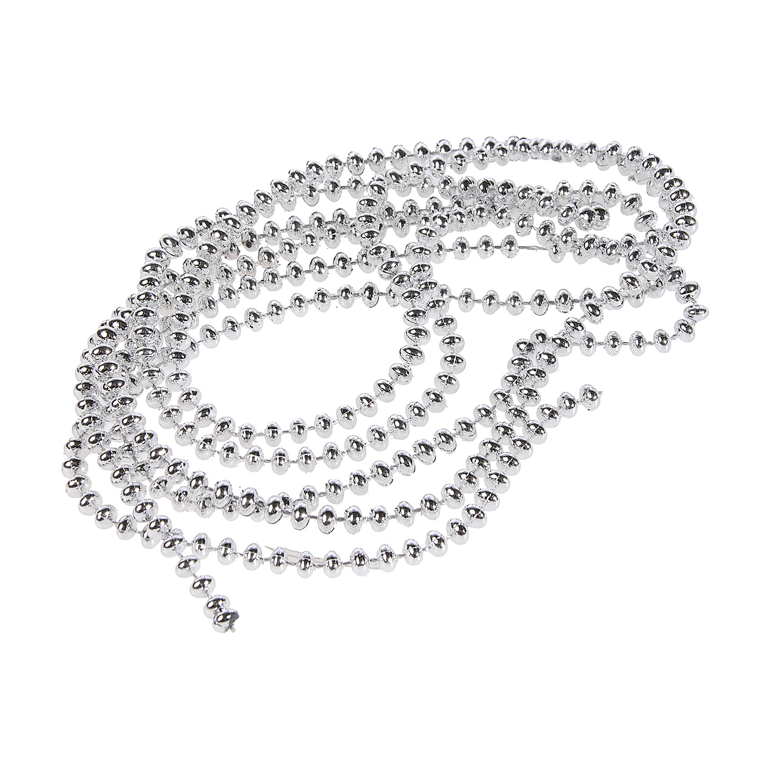 Бусы на ёлку 2,0 м "Жемчуг" 0,68 см, Серебро