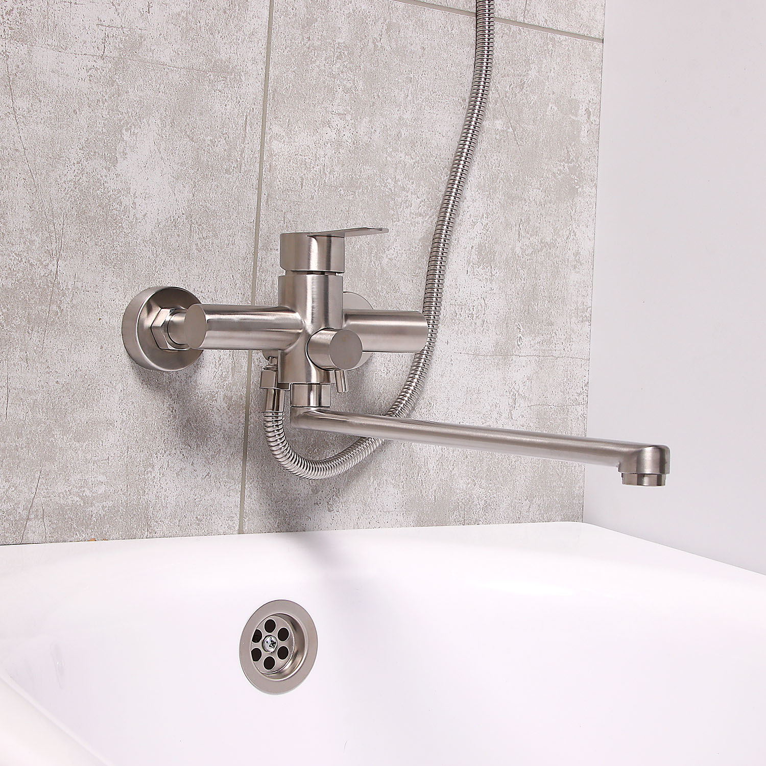 Смеситель универсальный "Potato" плоский излив с переключ. душа, нерж. сталь P22303S *1/10 Смеситель универсальный "Potato" плоский излив с переключ. душа, нерж. сталь P22303S *1/10