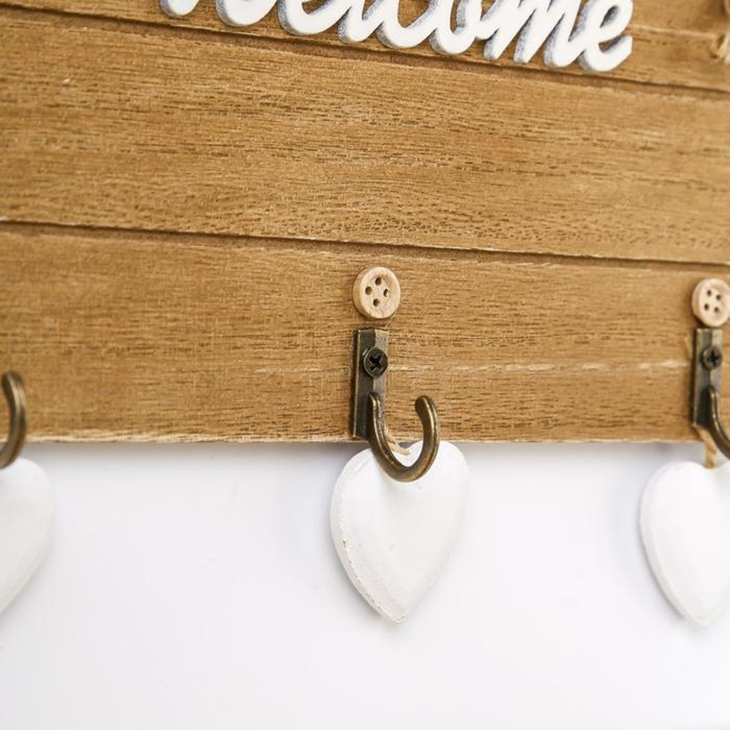 Крючки декоративные дерево "Три сердца. Welcome"МИКС 20х10х2,5 см   3912991