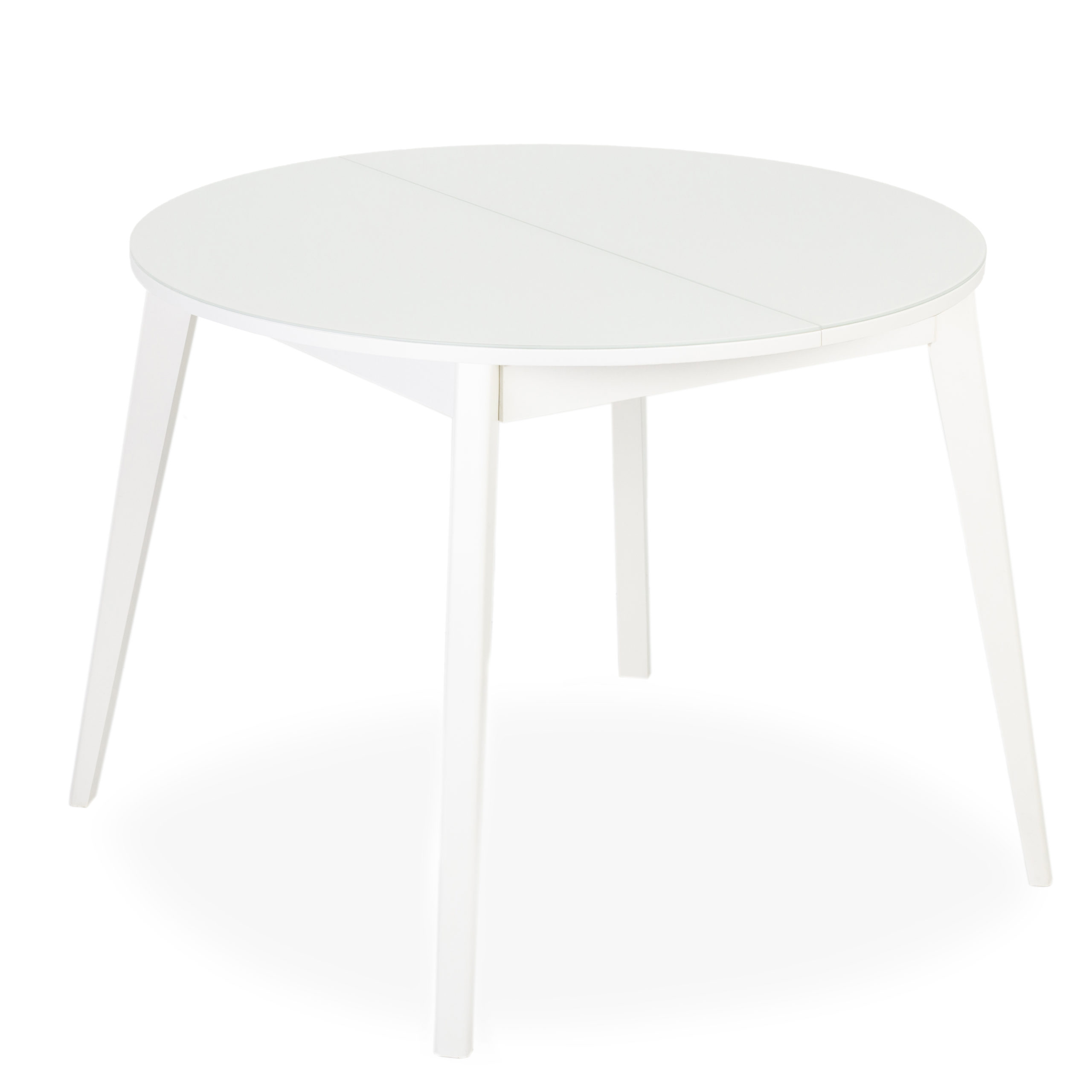 Стол раздв.ПГ-К СТ 940*940мм ЛДСП Белыйстекло Экстра+комплект ножек метал.гнутые Белые *1