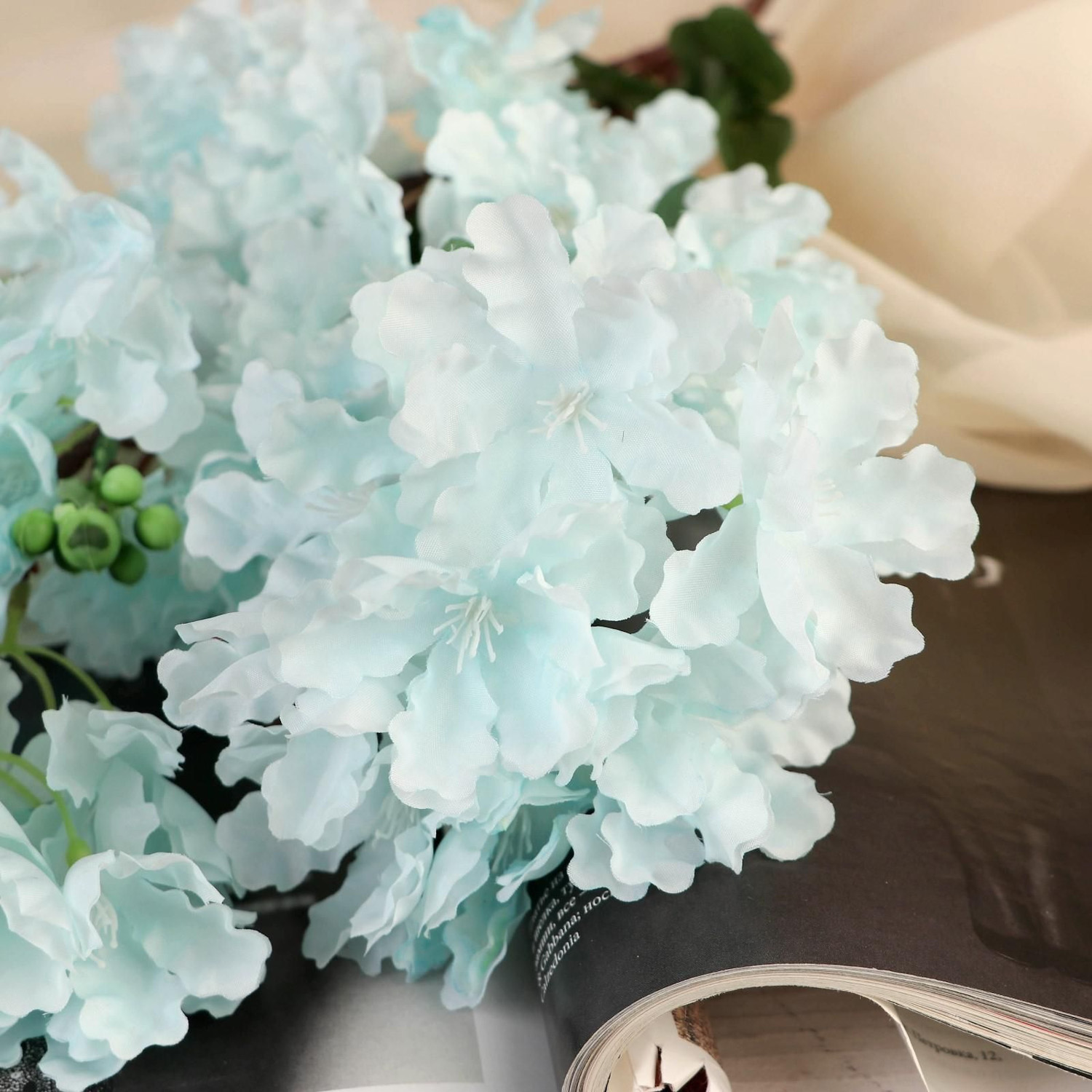 Цветы искусственные "Фиалка на ветке" 5х80 см, голубой 3562526