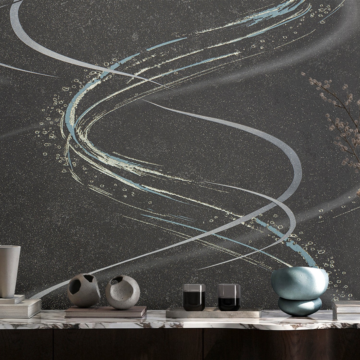 Обои  флиз  Ateliero Tornado (графит) 589239 1.06*10м *6