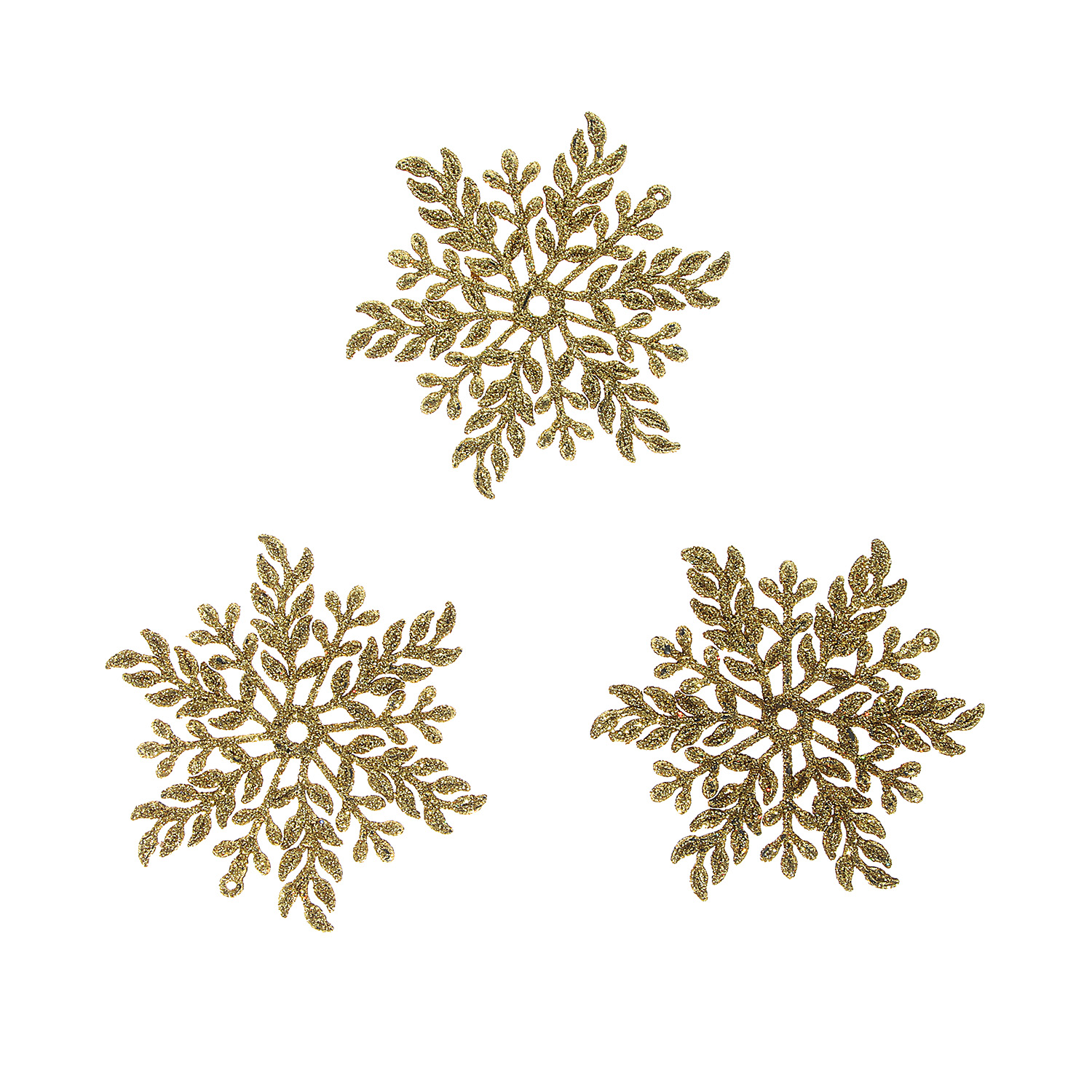 Подвеска "Волшебная снежинка" 11,5 см (набор 3 шт), Золото