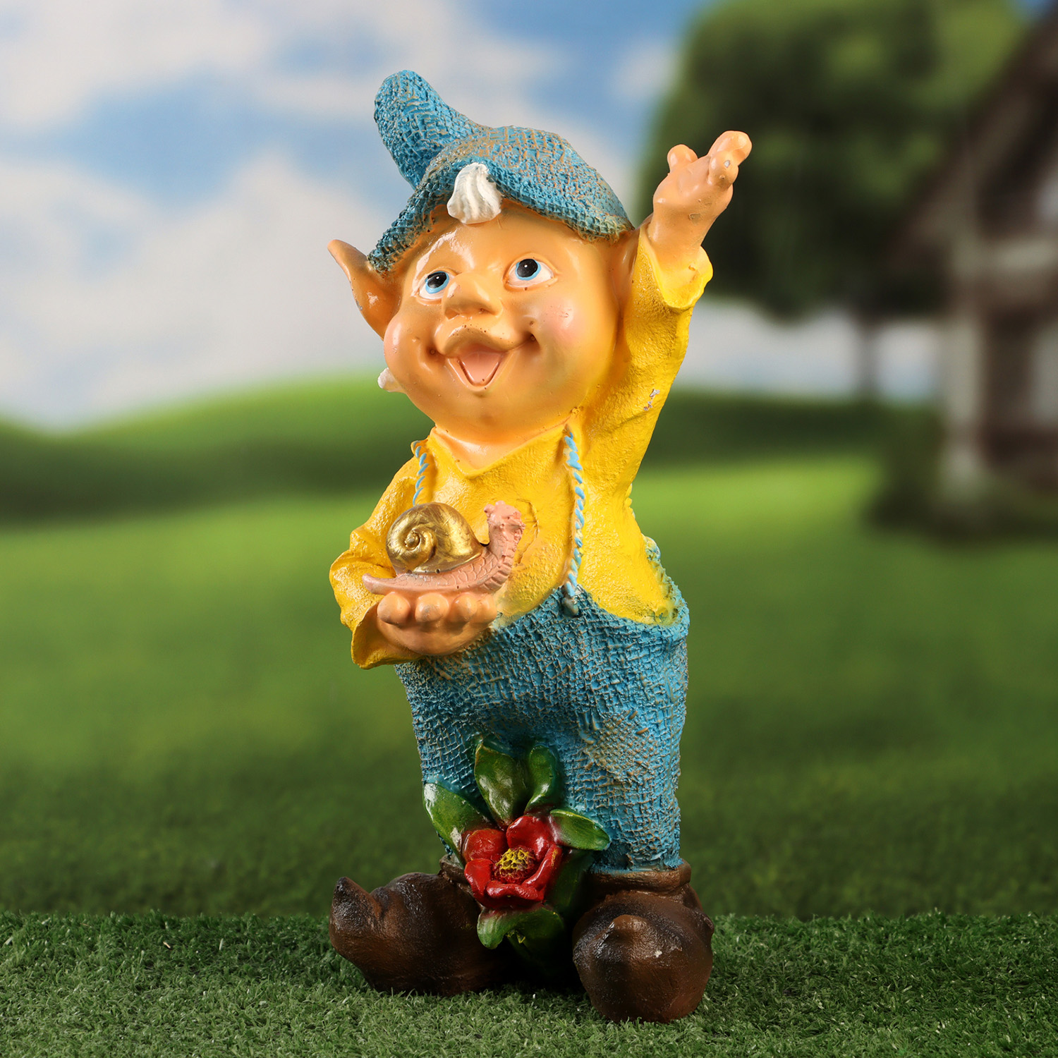 Садовая фигура "Эльф с улиткой" 31х18см 10322327