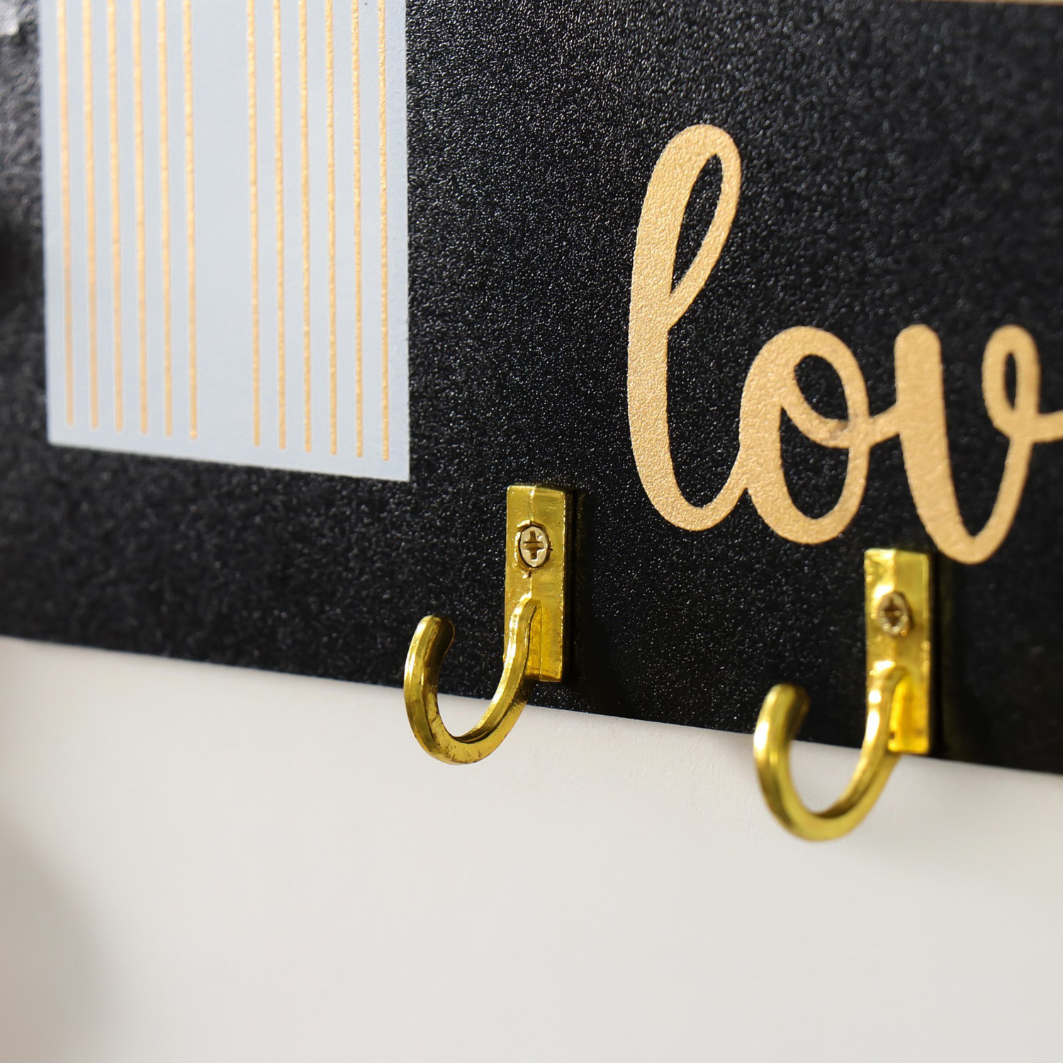 Крючки декоративные дерево "Любовь. Абстракция. Радуга" чёрная с золотом 20х9,3 см  10498998