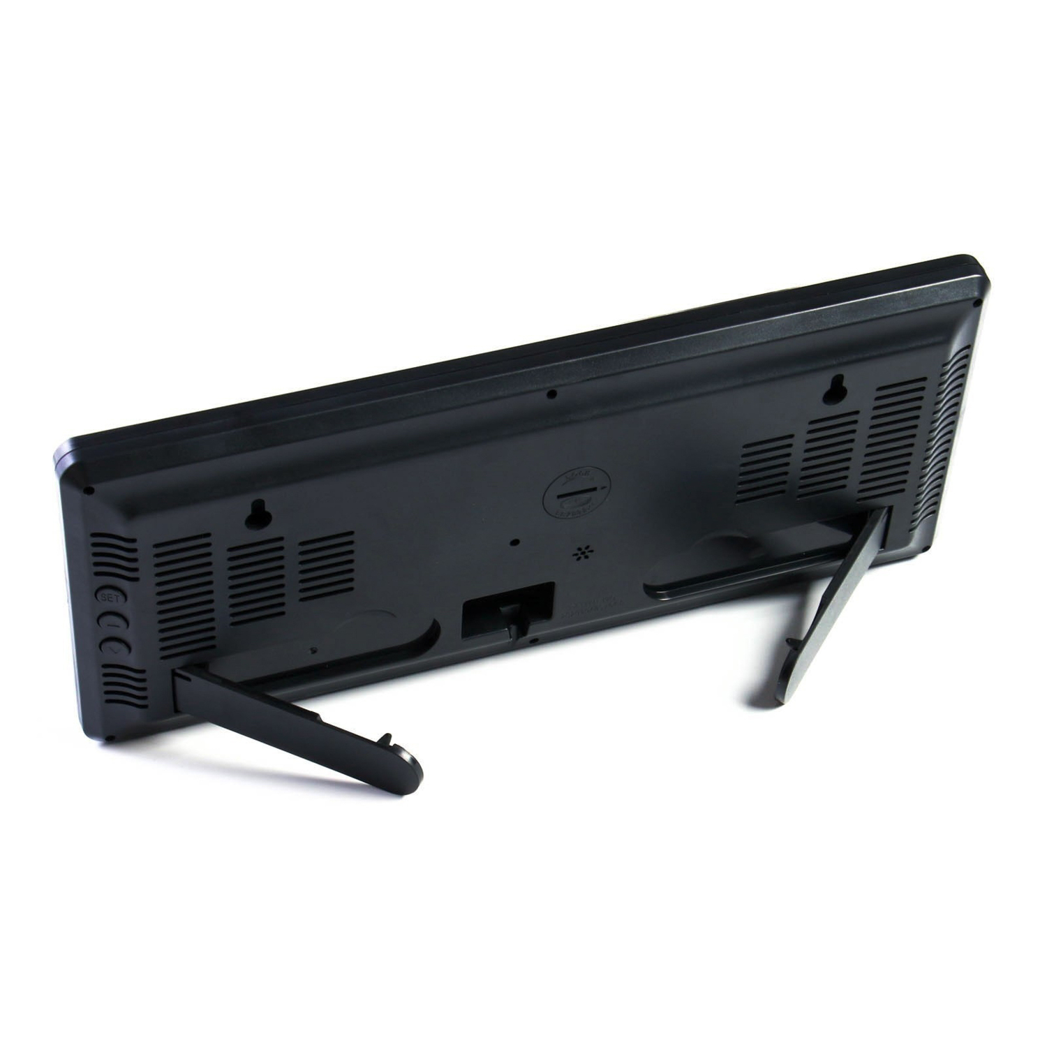 Часы электронные настенные, настольные, с будильником, 36 х 15 х 3 см, белые цифры 7533409