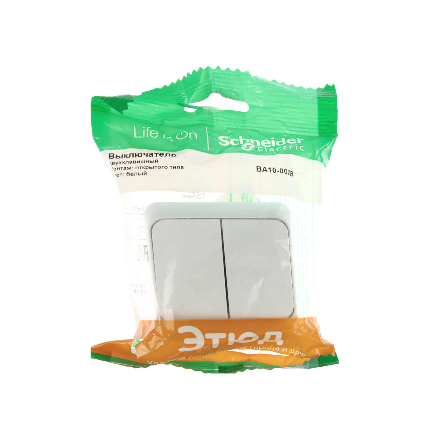 Выключатель "Этюд" ОП 2кл. белый ВА10-002В *10/25