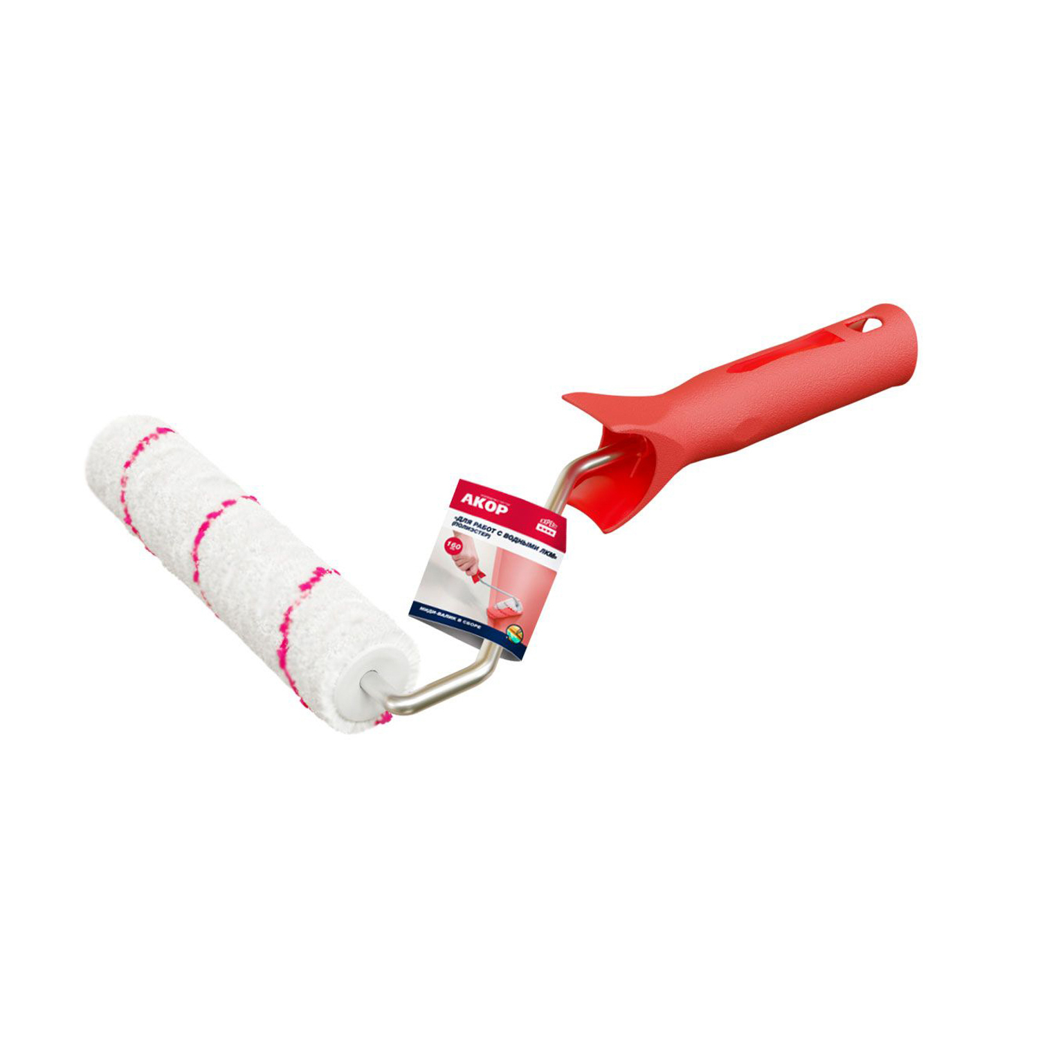 Валик-миди 160мм в сборе д/работ с водными ЛКМ,d-25мм,ворс9мм,ручка30см,полиэстр (Акор) *1/35 Валик-миди 160мм в сборе д/работ с водными ЛКМ,d-25мм,ворс9мм,ручка30см,полиэстр (Акор) *1/35