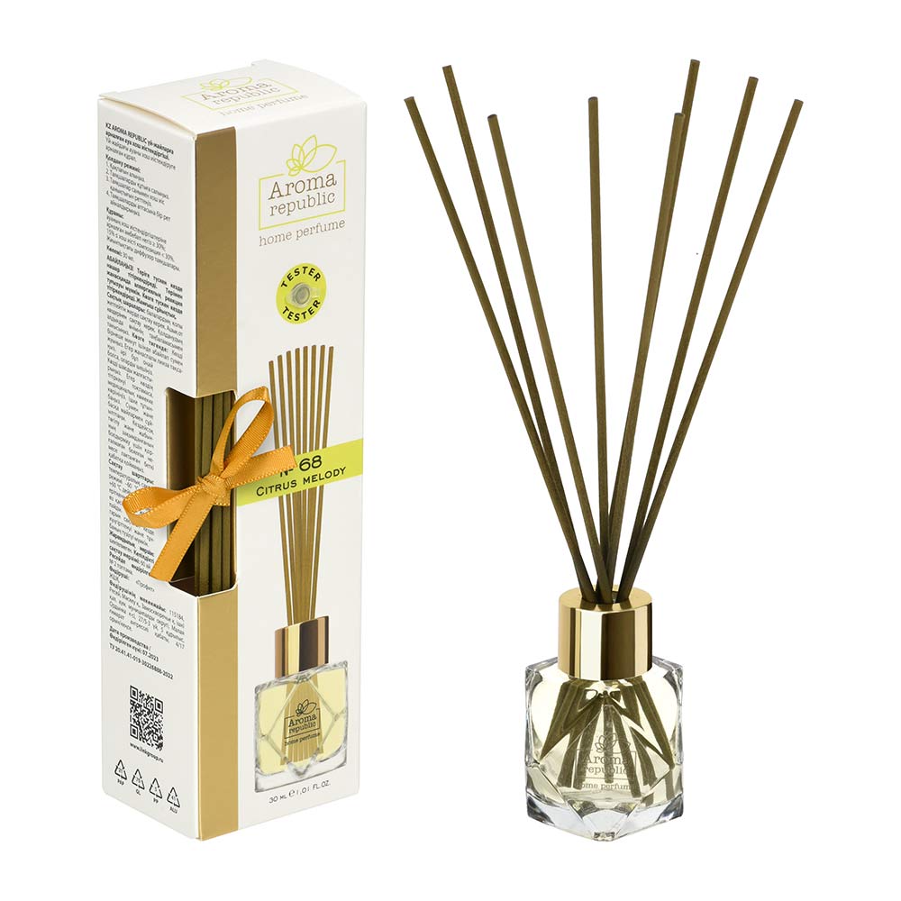 Диффузор ароматический AROMA REPUBLIC 30 мл СТЕКЛО Citrus melody №68  93811  *1/12 Диффузор ароматический AROMA REPUBLIC 30 мл СТЕКЛО Citrus melody №68  93811  *1/12