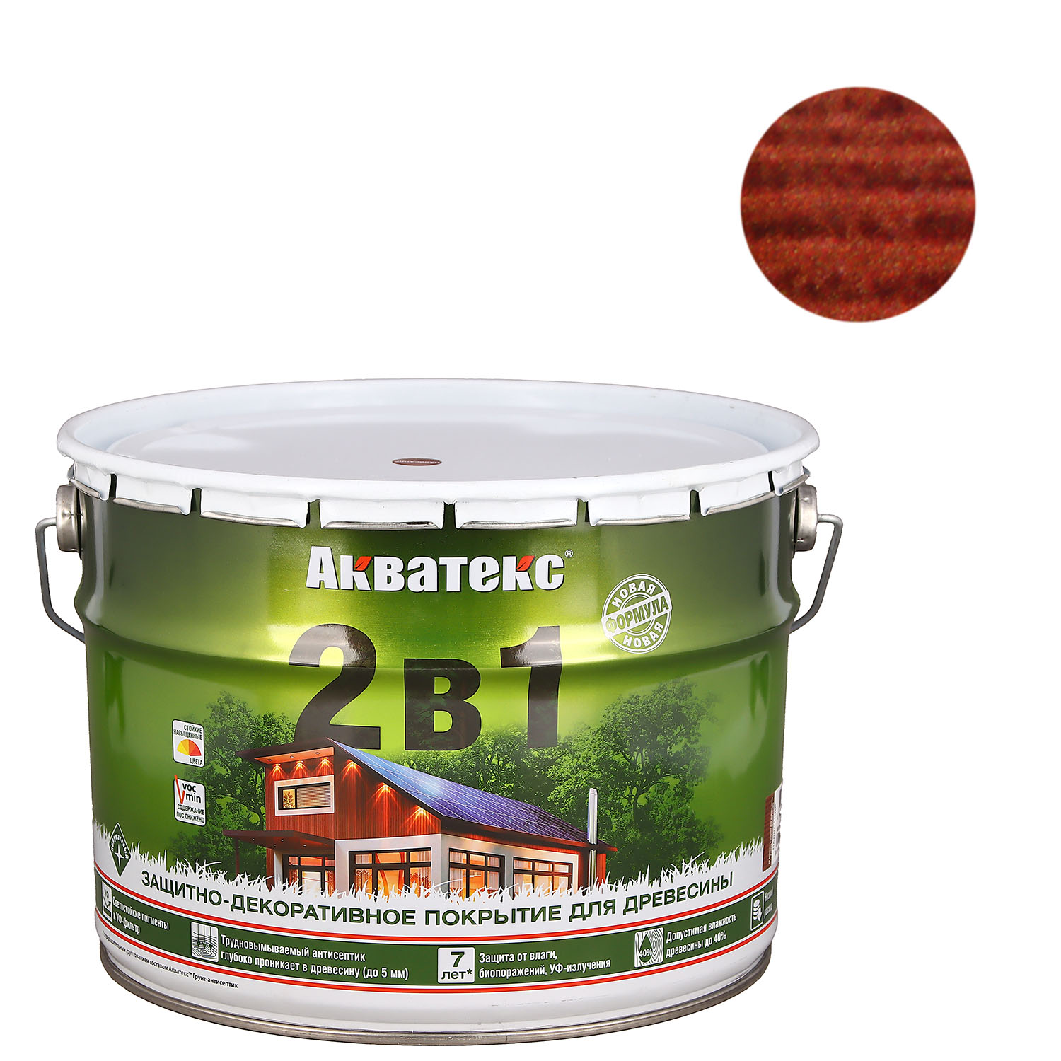 Защитно-декоративное покрытие 9 л для древесины АКВАТЕКС 2 в 1, алкидное, палисандр Защитно-декоративное покрытие 9 л для древесины АКВАТЕКС 2 в 1, алкидное, палисандр