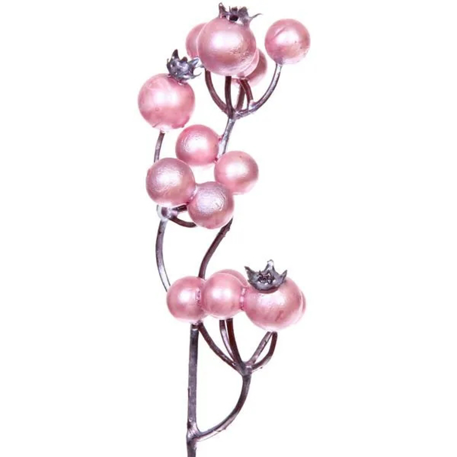 Ветка декоративная "Сказочная ягода" 60 см, Розовый жемчуг