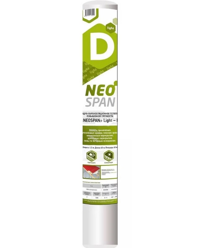 Мембрана паро-гидроизоляционная 60 м² NEOSPAN ECO D, 1.5 м Мембрана паро-гидроизоляционная 60 м² NEOSPAN ECO D, 1.5 м