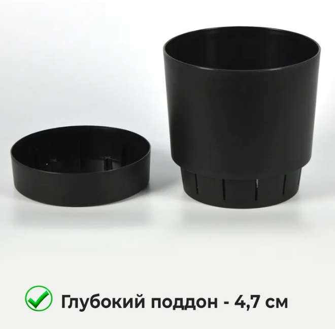 Кашпо пластм. "Гранд" 5,2л d верха 205мм h 205мм с поддоном Черный 5 0644 PL *1/6