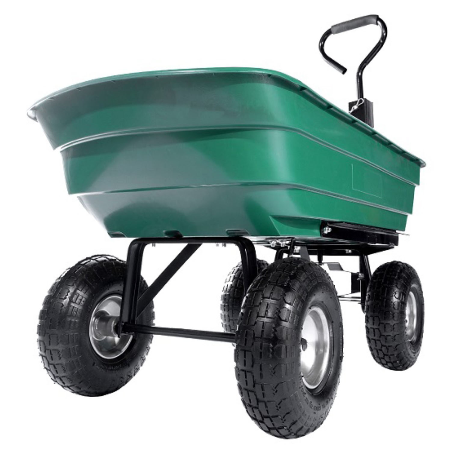 Тележка садовая, 80 л, 4-х колесная, пластиковый кузов, зеленый