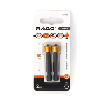 Бита крестовая с ограничителем PH2х50мм (2 шт) магнитS2хвостовик1/4"Е (554133) RAGE by VIRA *1
