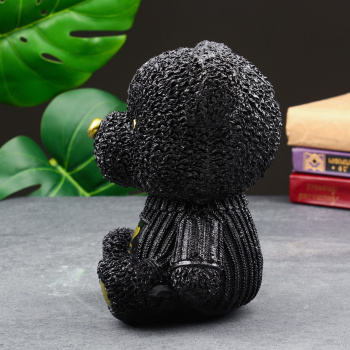 Копилка "Мишка в кофте" черная, золотая, 19 см 9535352