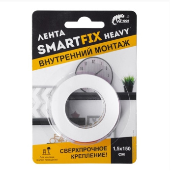 Лента клейкая двусторонняя на вспененной основе 15мм х 1,5м "SmartFix" Прозр. SFV1515T "W-con" *1/36