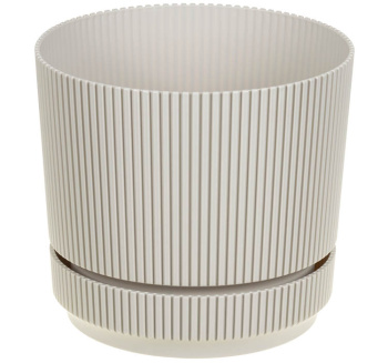 Кашпо пластм. "Стрип" 3,9л d верха 200мм h179мм с поддоном Кремовый М3248 ("М-Пластика") *1/16