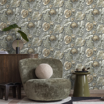 Обои  флиз Victoria Stenova Madeira  (сер./зел.) 585553 1.06*10м *6