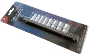 Набор головок торцевых  8шт SSR-1/4 6-13мм CrV арт.77554 СЕРВИС КЛЮЧ *1/50