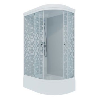 Кабина душевая 120х80х232 см Triton Коралл, средний поддон, стекло мозаика, левосторонняя, белый Кабина душевая 120х80х232 см Triton Коралл, средний поддон, стекло мозаика, левосторонняя, белый