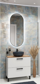 Зеркало Cersanit Eclipse smart, 50x122 см, рама черная, подсветка