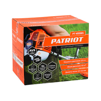 Триммер бензиновый 2Т 2,5л.с 43см3 шир.скаш46см леска 2,4мм нож 25,5см PATRIOT PT 4555 ES Country *1 Триммер бензиновый 2Т 2,5л.с 43см3 шир.скаш46см леска 2,4мм нож 25,5см PATRIOT PT 4555 ES Country *1