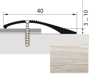 Порог-стык разноуровневый 40х1800 мм Русский профиль, ясень серый