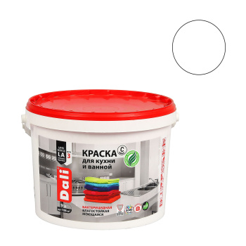 Краска акриловая 9 л для кухни и ванной DALI, бесцветная база С, глубокоматовая, влагостойкая