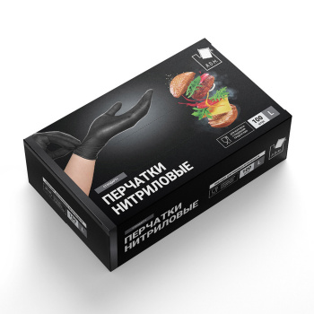 Перчатки нитриловые текстурир. на пальцах Черные 100шт в коробке р-р "L" SEMPB3 "А.Д.М." *1/10
