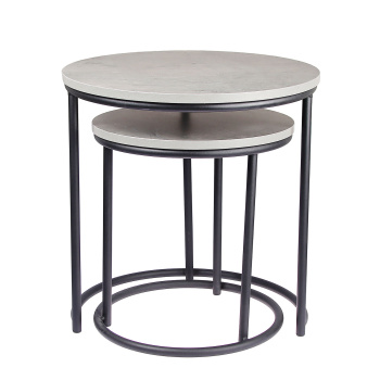 Стол журнальный МАТРЕШКА комплект столешниц 2 шт.ЛДСП Каспий темный+Подстолье труба КРУГЛАЯ ЧЕРНАЯ*1