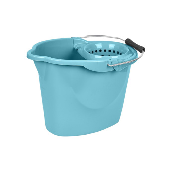 Ведро д/мытья пола пластм. со вставкой для Отжима 12л овальн.,Мет.р."Vogue" Небесный SV3827НБС *1/12