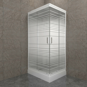 Кабина душевая 120*80*228 Квадро NEW А поддон прямоугольный низкий белый, стекло Полосы, (8уп) Кабина душевая 120*80*228 Квадро NEW А поддон прямоугольный низкий белый, стекло Полосы, (8уп)