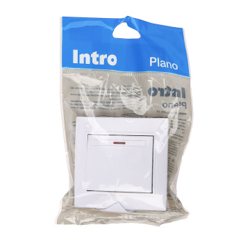 Выключатель Intro Plano СП 1кл. белый с подсветкой 10А-250В IP20 1-102-01