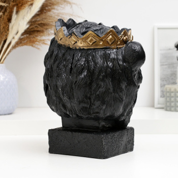 Копилка "Лев в короне" черный с золотом, 26см 7582709