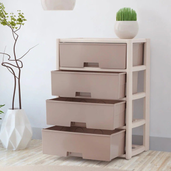 Комод пластм. "Колорит" 4 ящика 810х560х390мм Бежевый/Бежевый М8759 (ЗПИ "Альтернатива") *1