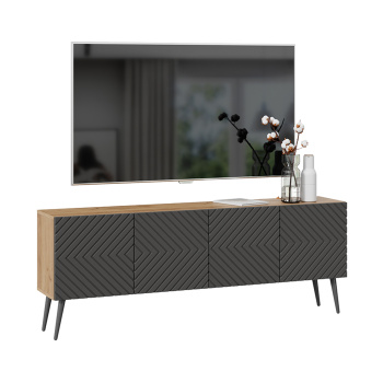 Тумба под ТВ Танго Тип1 1602х308хh400 (Дуб крафт золотой/Холст вулкан)*1