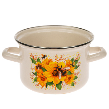 Кастрюля эмалированная 1,5л d140мм крышка с пл.р., обод нерж., с Деколью С-1608АП2/4 *1/8 Кастрюля эмалированная 1,5л d140мм крышка с пл.р., обод нерж., с Деколью С-1608АП2/4 *1/8