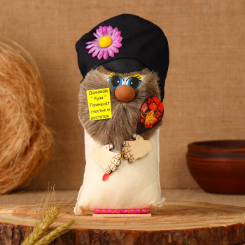 Оберег "Домовой в кепке с ложкой", лён, 20 см 9292317