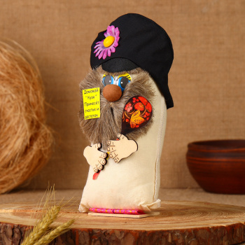 Оберег "Домовой в кепке с ложкой", лён, 20 см 9292317