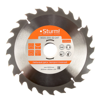 Диск пильный 200*32,0мм 24 зубьев по дереву (9020-200-32-24Т) Sturm *1/10/40 Диск пильный 200*32,0мм 24 зубьев по дереву (9020-200-32-24Т) Sturm *1/10/40