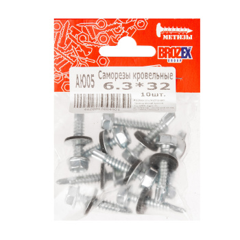 Саморезы кровельные BROZEX пакет 6,3*32 (10шт) *10/100