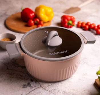 Кастрюля алюмин. антипригарная "Kukmara" "Stella" Cappuccino 5,2л Стекл.кр. кск52а *1/3 Кастрюля алюмин. антипригарная "Kukmara" "Stella" Cappuccino 5,2л Стекл.кр. кск52а *1/3