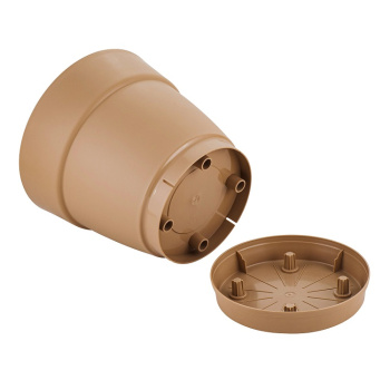 Кашпо пластм. "Villa de Fiori"  4л d верха 200мм h188мм с поддоном Молочный шоколад IG660210047 *1/8