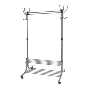 Вешалка напольная "Гардеробная" с Полками выс.1,74м, шир.1,16м на Кол.Серый мат.ВГП90-6/МС("Ника")*1