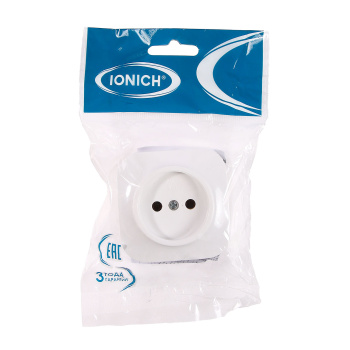 Розетка "IONICH" ОП 2-мест. белая б/з 10А IP20 1417 *10/200