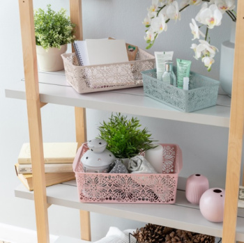 Корзина для хранения пластм. "Floral" 300х195х95мм арт.431296228(431296222,431296218) Бытпласт *1/18